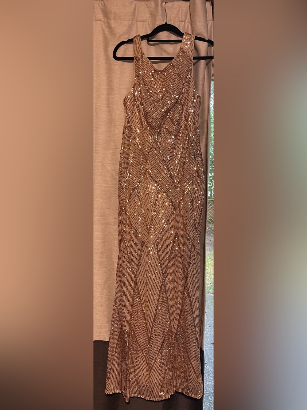 NWT Rose Gold Sequins Gown Size Large